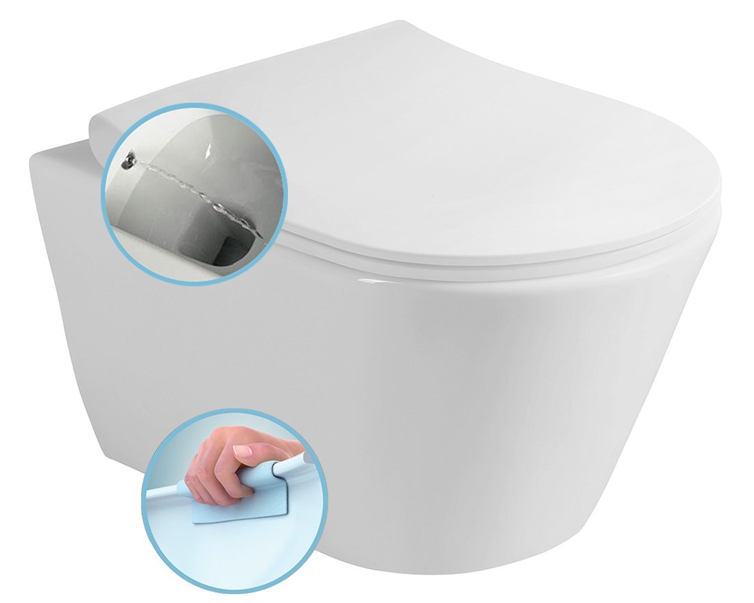 AVVA závěsná WC mísa Rimless s bidet. sprškou, 35,5x53 cm, bílá 100312