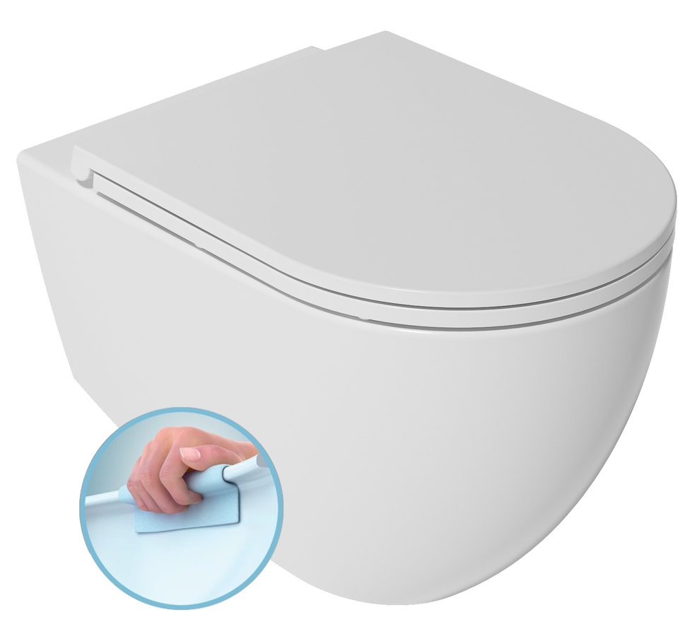 INFINITY závěsná WC mísa, Rimless, 36,5x53cm, bílá