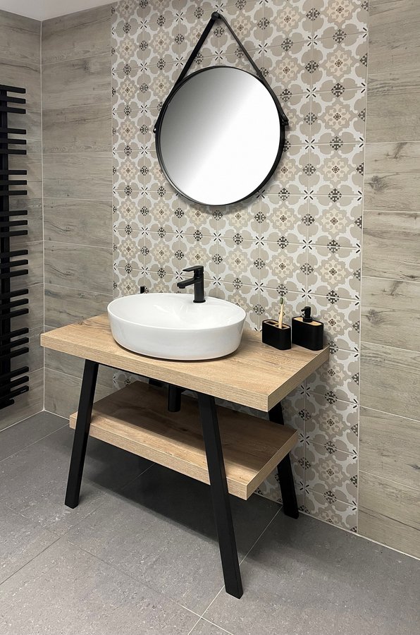 Sapho TWIGA umyvadlový stolek 90x72x50 cm, černá mat/dub Rover VC442-90-4