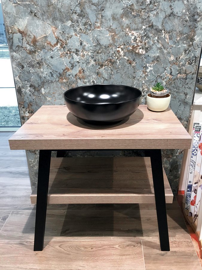 Sapho TWIGA umyvadlový stolek 100x72x50 cm, černá mat/dub Rover VC442-100-4