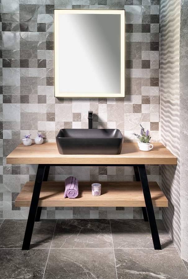 Sapho TWIGA umyvadlový stolek 110x72x50 cm, černá mat/old wood VC453-110-8