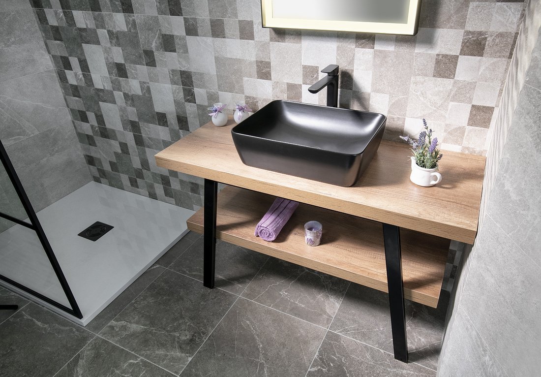 Sapho TWIGA umyvadlový stolek 110x72x50 cm, černá mat/old wood VC453-110-8