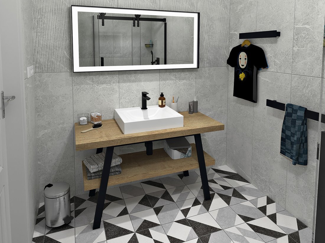 Sapho TWIGA umyvadlový stolek 120x72x50 cm, černá mat/dub Rover VC453-120-4