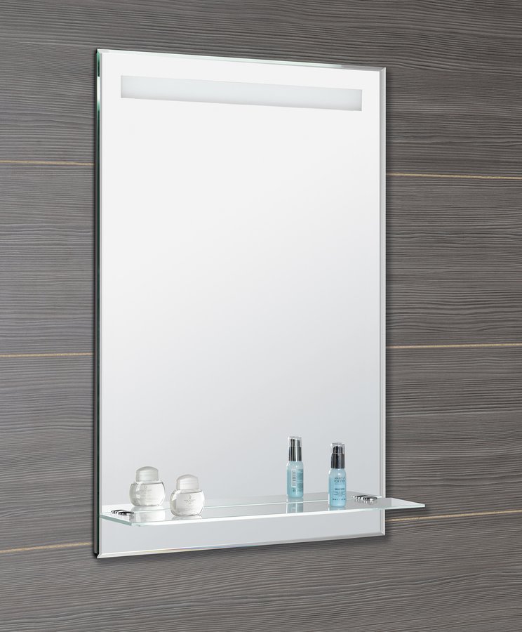 Aqualine Zrcadlo s LED osvětlením a policí 60x80cm, kolébkový vypínač ATH53