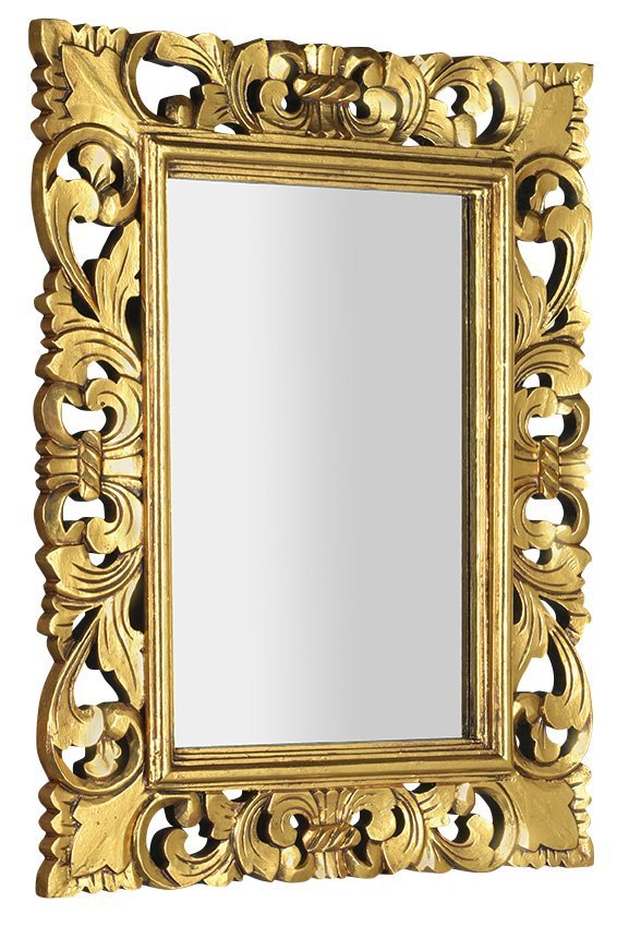 SAMBLUNG zrcadlo ve vyřezávaném rámu 60x80cm, zlatá IN121