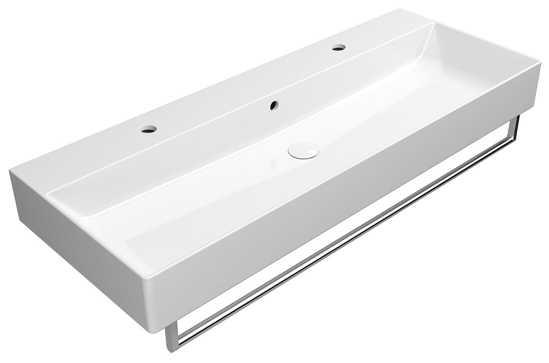 GSI KUBE X keramické umyvadlo 120x47cm, 2 otvory, bílá ExtraGlaze 9424211