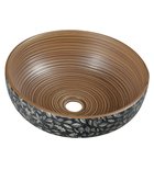Photo: PRIORI Keramik-Waschtisch Durchmesser 41 cm, 15 cm, braun mit Blaudekor