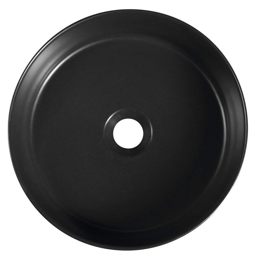 Isvea INFINITY ROUND keramické umyvadlo na desku, průměr 36cm, černá mat 10NF65036-2N