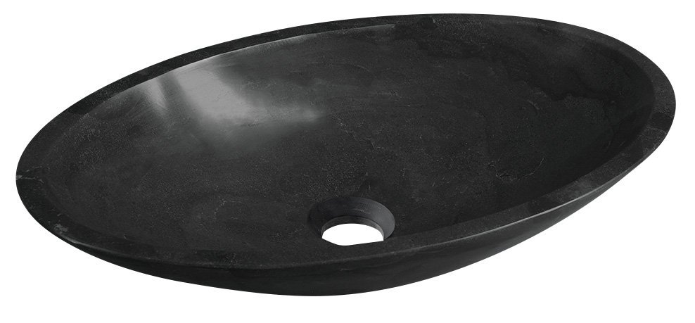 BLOK kamenné umývadlo 60x11x35 cm, čierny Marquin, matný