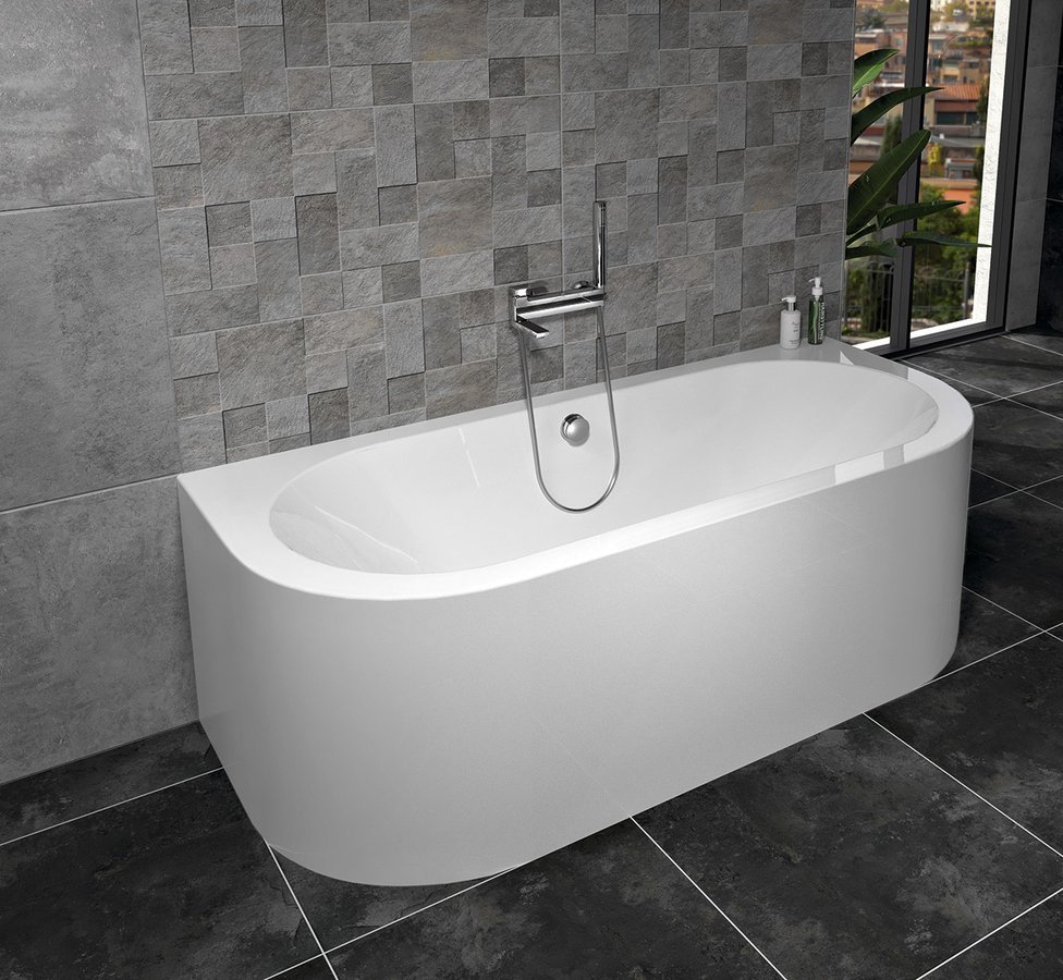 Polysan VIVA D MONOLITH nástěnná stojící vana 170x75x60cm, bílá 89119M