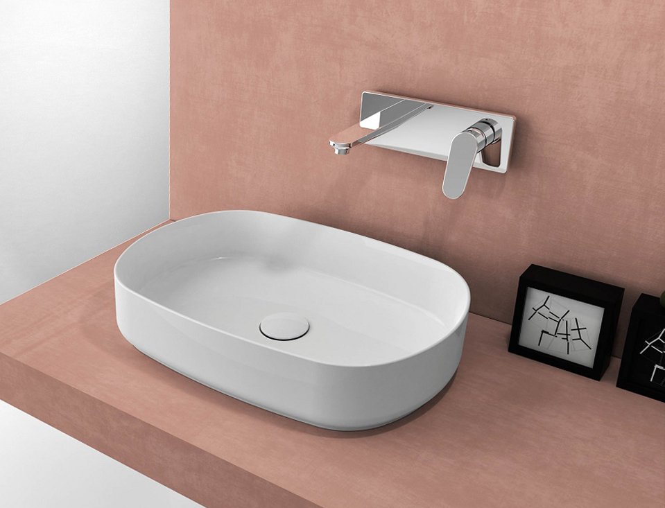 Isvea INFINITY OVAL keramické umyvadlo na desku, 55x36cm, bílá 10NF65055