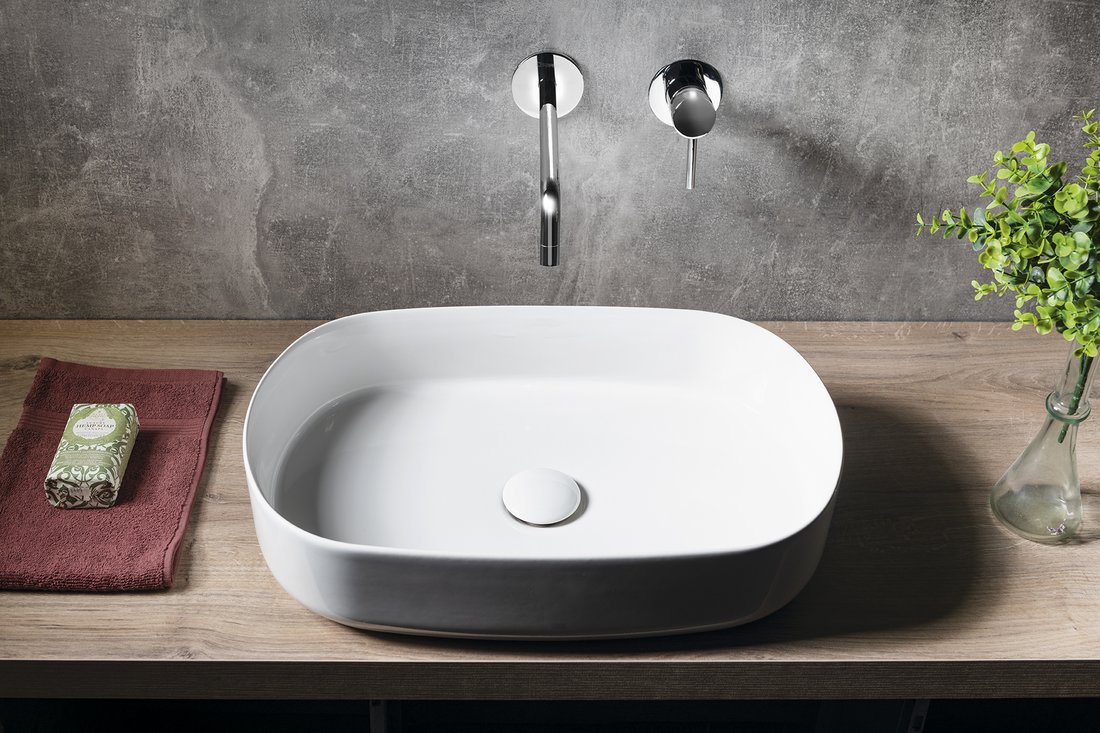 Isvea INFINITY OVAL keramické umyvadlo na desku, 55x36cm, bílá 10NF65055