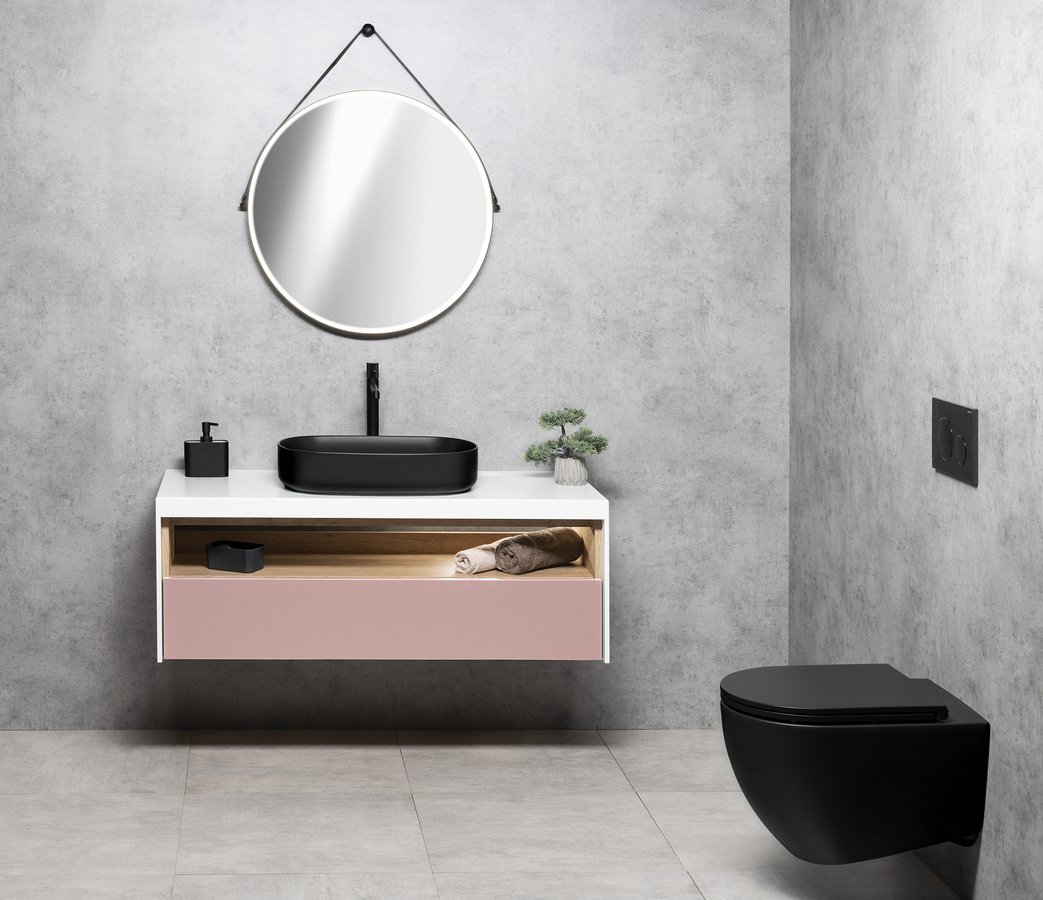 Isvea INFINITY OVAL keramické umyvadlo na desku, 55x36cm, černá mat 10NF65055-2N