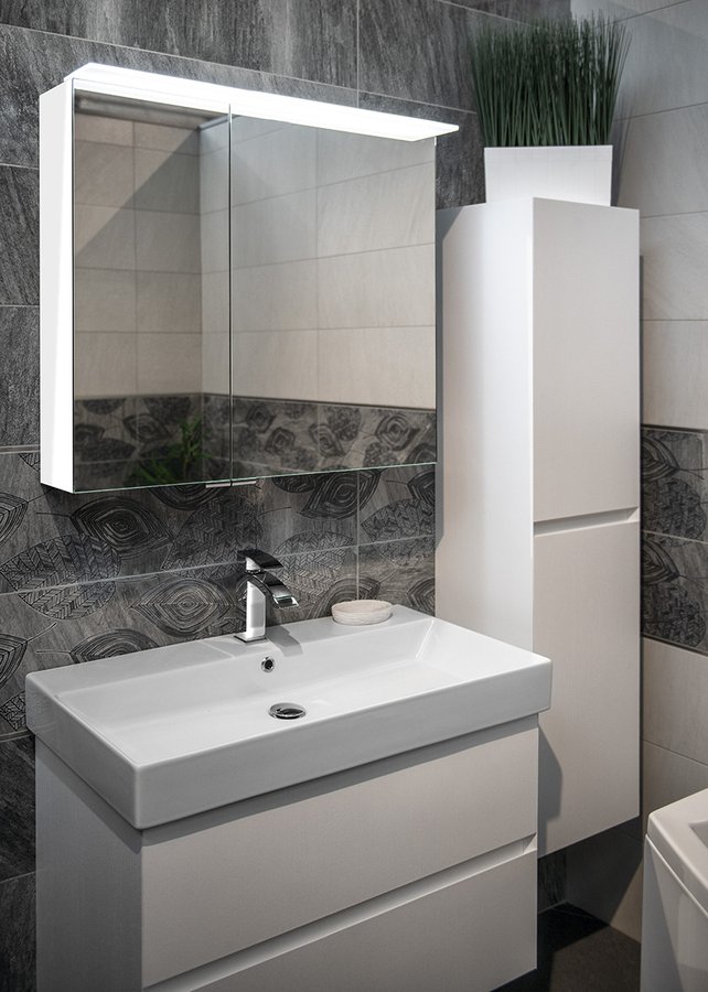 Sapho LINEX galerka s LED osvětlením, 80x70x15cm, bílá LX080-0030