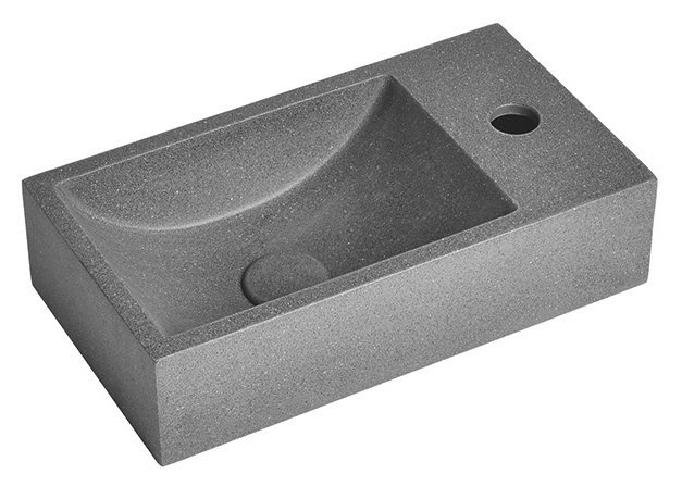 CREST R betonové umyvadlo včetně výpusti, 40x22 cm, černý granit AR409