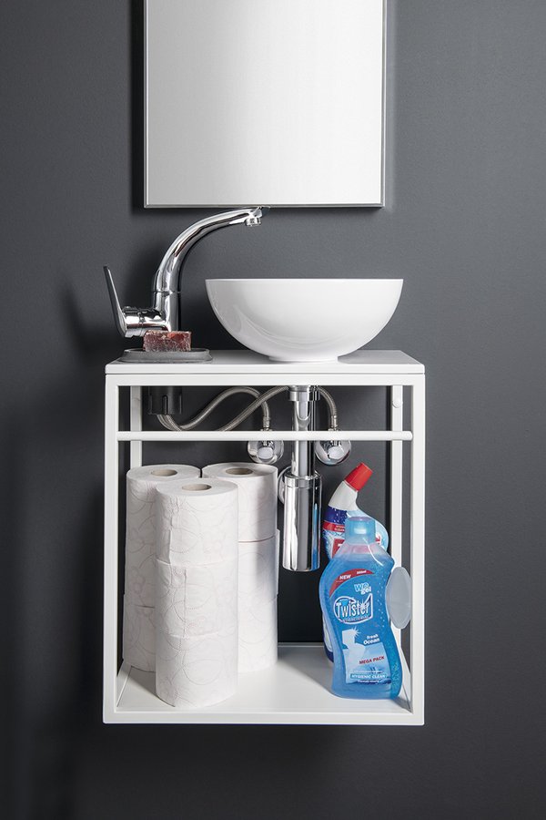 Sapho MINOR deska pod umývátko 40x22,5cm, baterie vlevo, litý mramor, bílá MR400