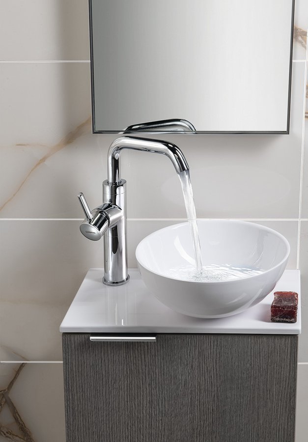 Sapho MINOR deska pod umývátko 40x22,5cm, baterie vlevo, litý mramor, bílá MR400