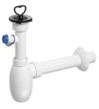 Photo: Washbasin Waste Trap with Connector and s.steel Grid, rubber plug, DN40, white