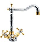Photo: ANTEA Washbasin Mixer Tap with Pop Up Waste and Retro Spout, chrome/gold