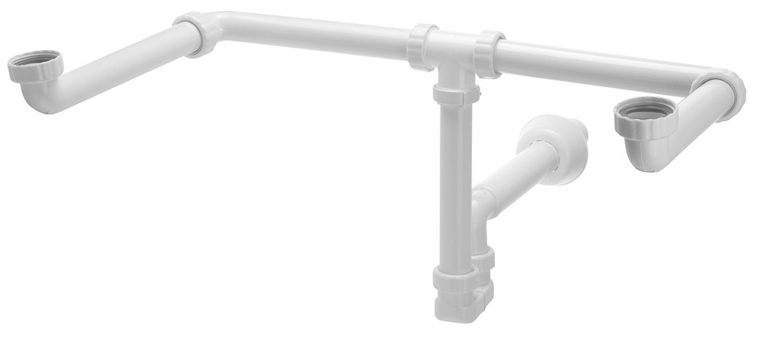 MOSQUITO Umyvadlový sifon pro dvojumyvadlo, 5/4", odpad 40 mm, bílá 151.130.0