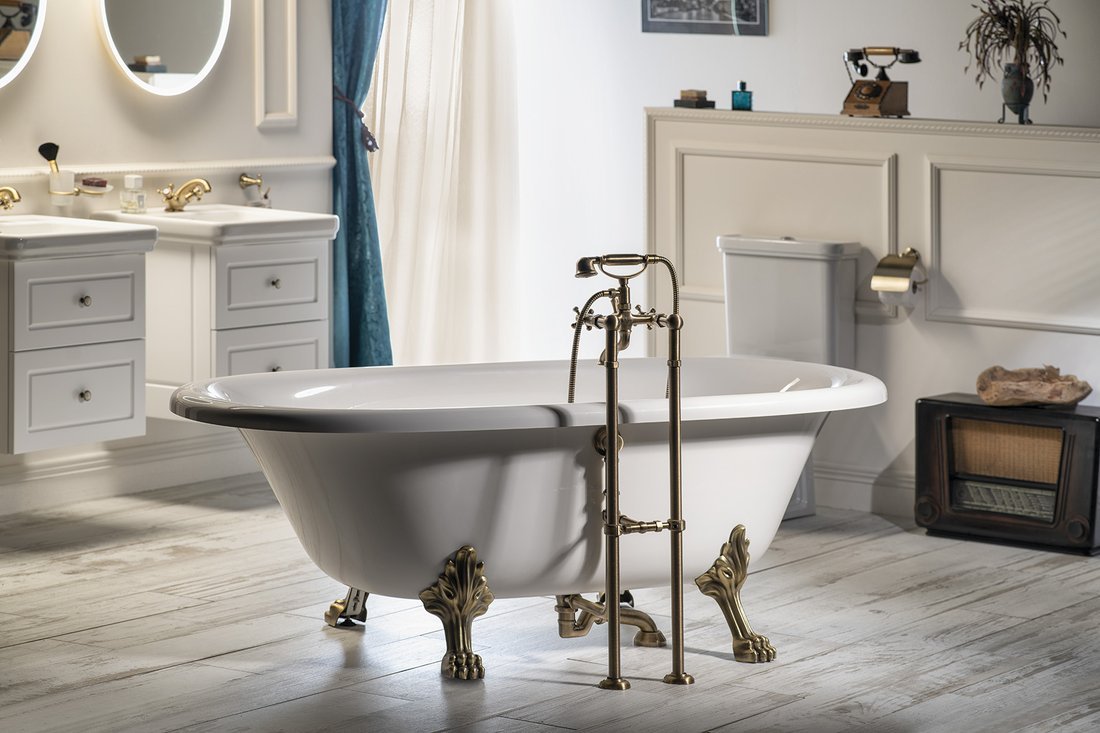 Sapho ANTEA připojení pro instalaci vanové baterie do podlahy (pár), bronz 9846