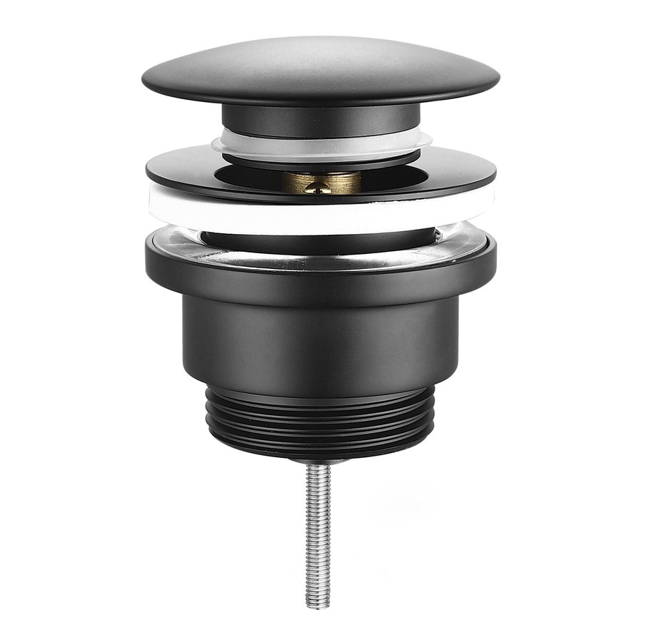 Umývadlová výpust 5/4 ", click-clack, veľká zátka, tl.10-55mm, čierna mat