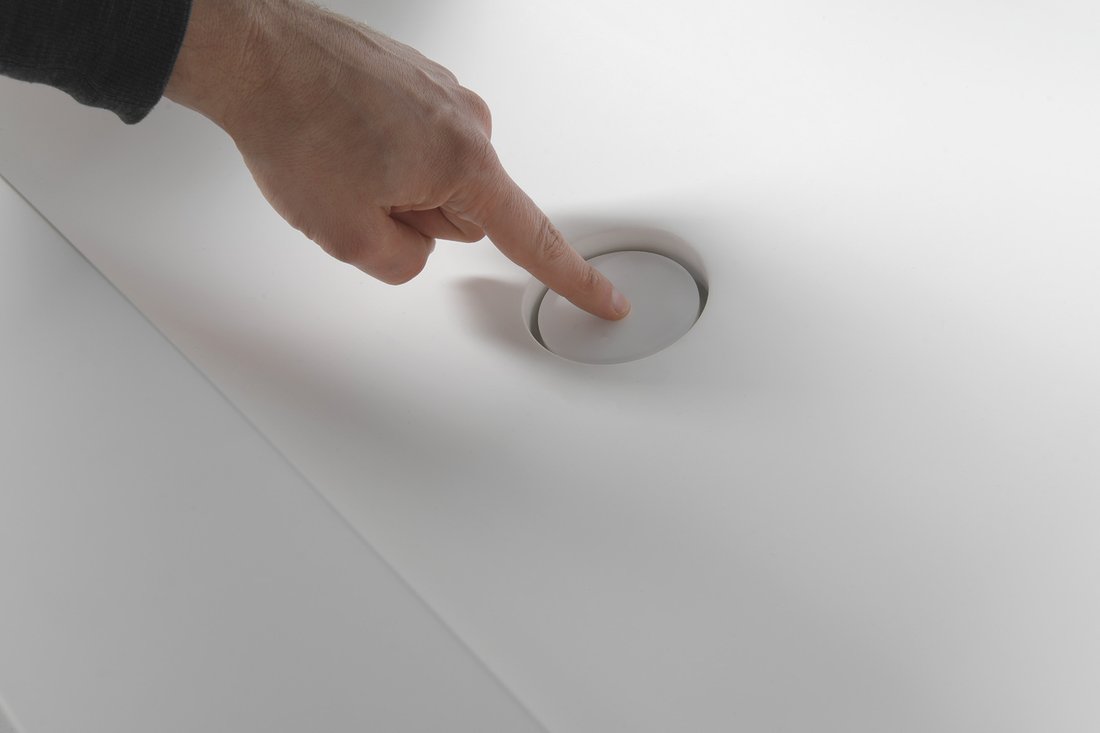 Sapho EMICO umyvadlo, Rockstone, 130x50cm, límec L, levé, bílá mat EM130-B1L-L