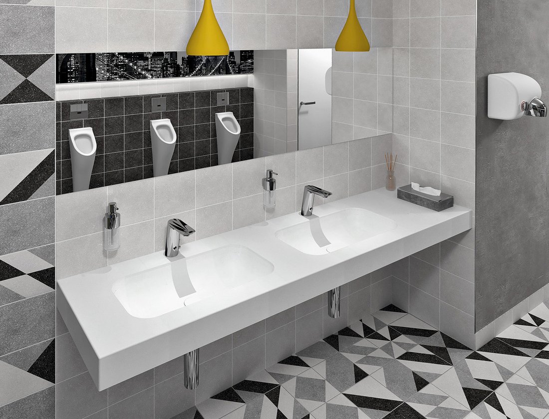 Sapho EMICO dvojumyvadlo, Rockstone, 240x50cm, límec L, levé, bílá mat EM240-B2L-L