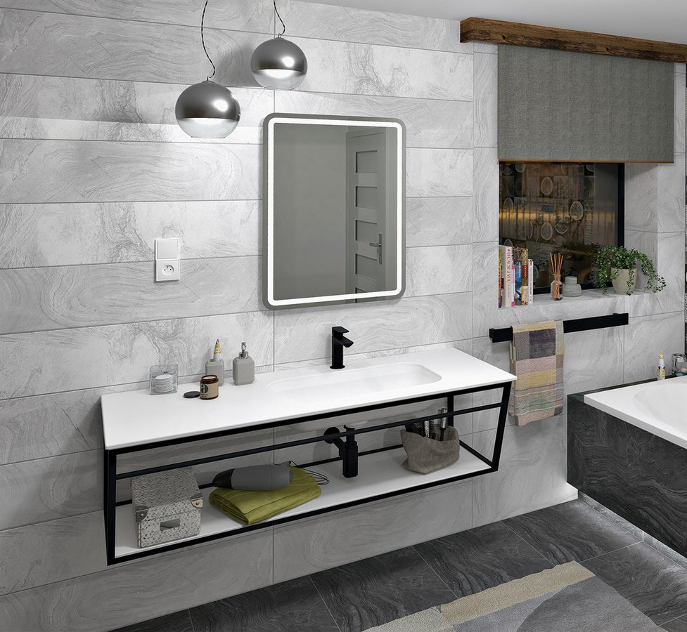 Sapho ARUBA umyvadlo, Rockstone, 150x51,5cm, pravé, bílá mat AR150-B1R