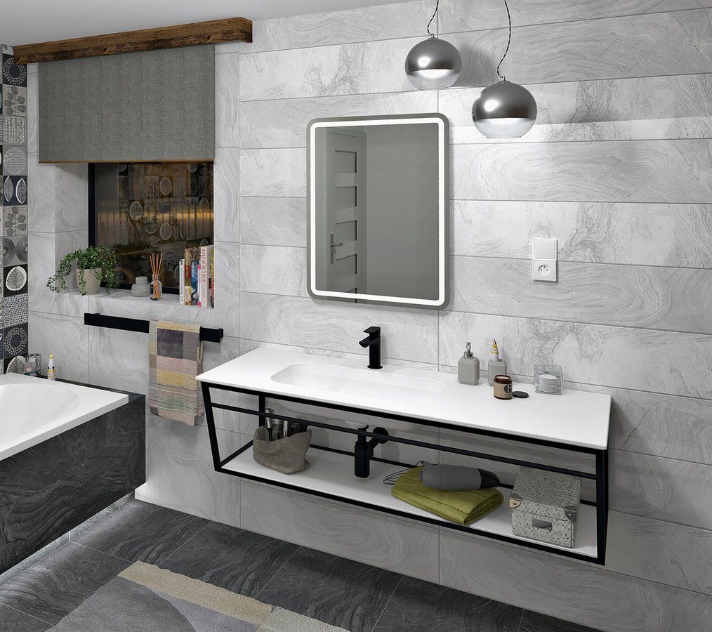 Sapho ARUBA umyvadlo, Rockstone, 160x51,5cm, levé, bílá mat AR160-B1L