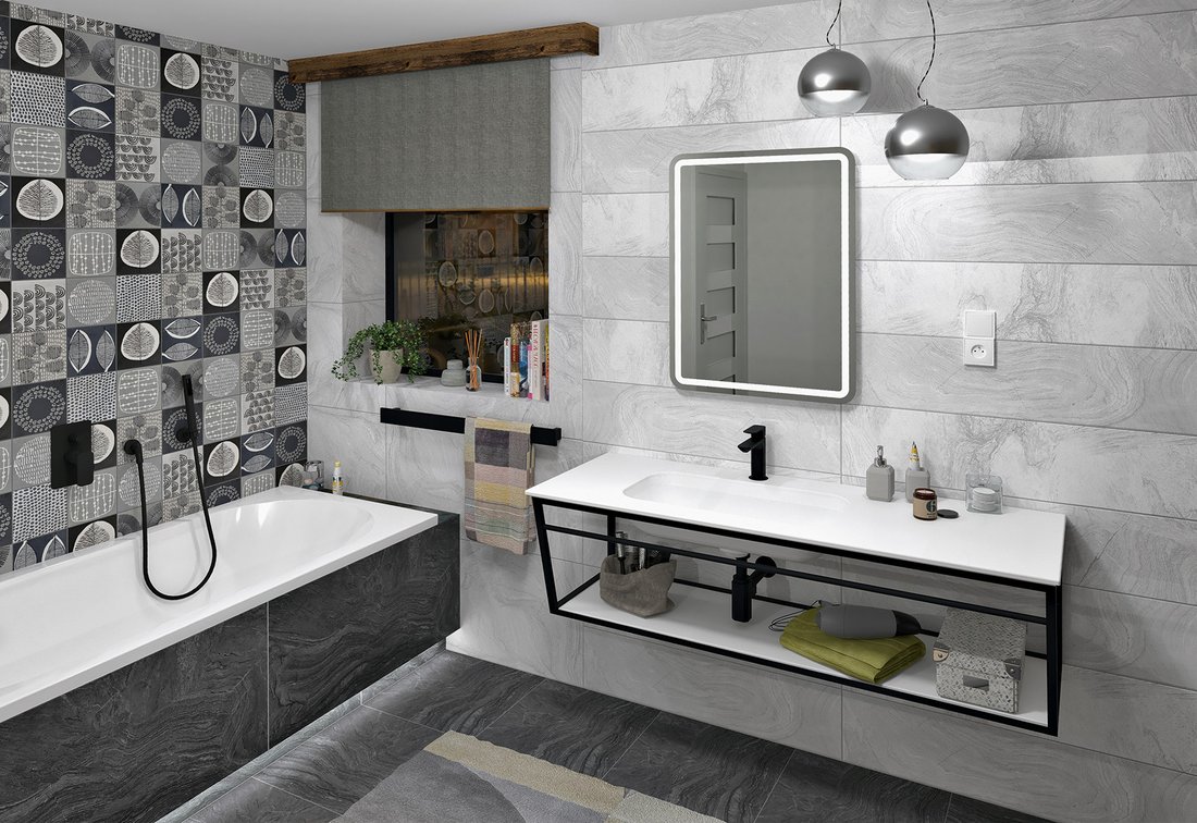 Sapho ARUBA konzole s policí 148,4x40x49 cm, černá mat ARK150