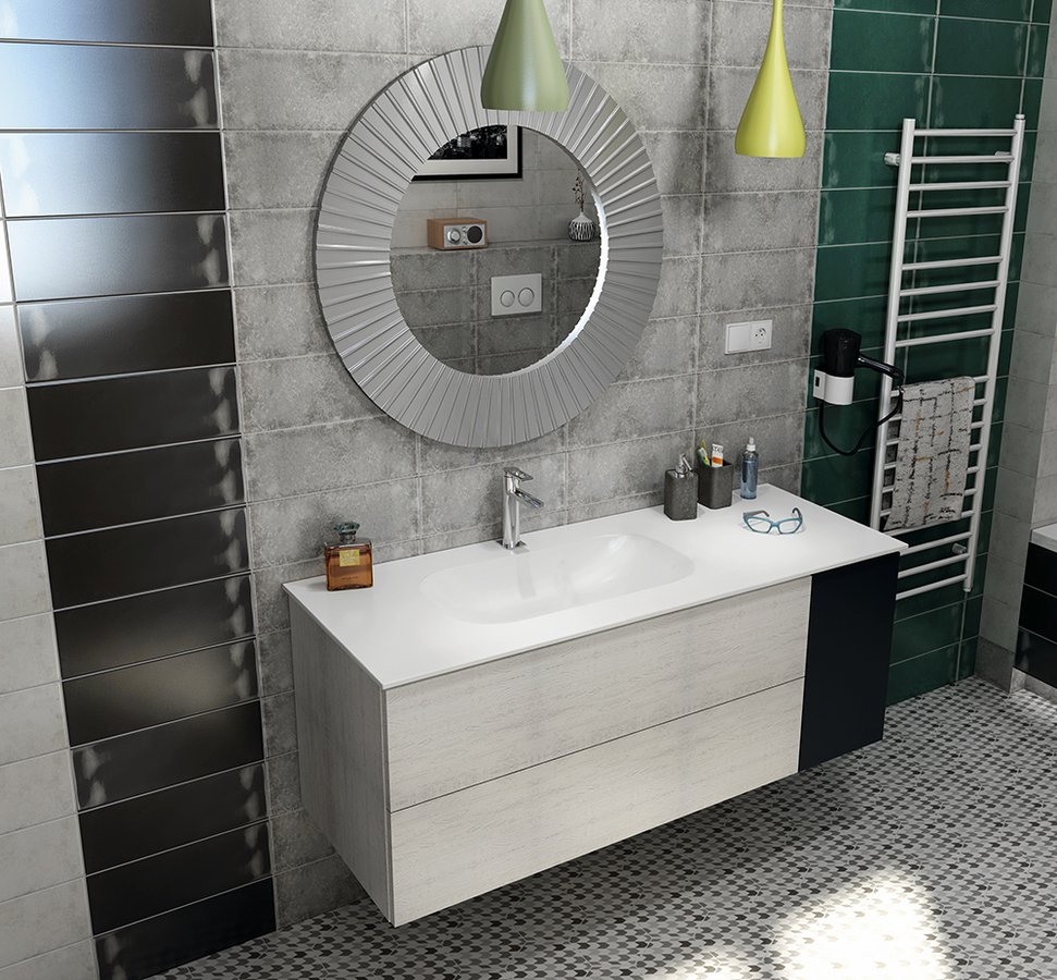Sapho TREOS umyvadlo 146,6x51,3 cm, rockstone, levé, bílá mat TS147-0101-L