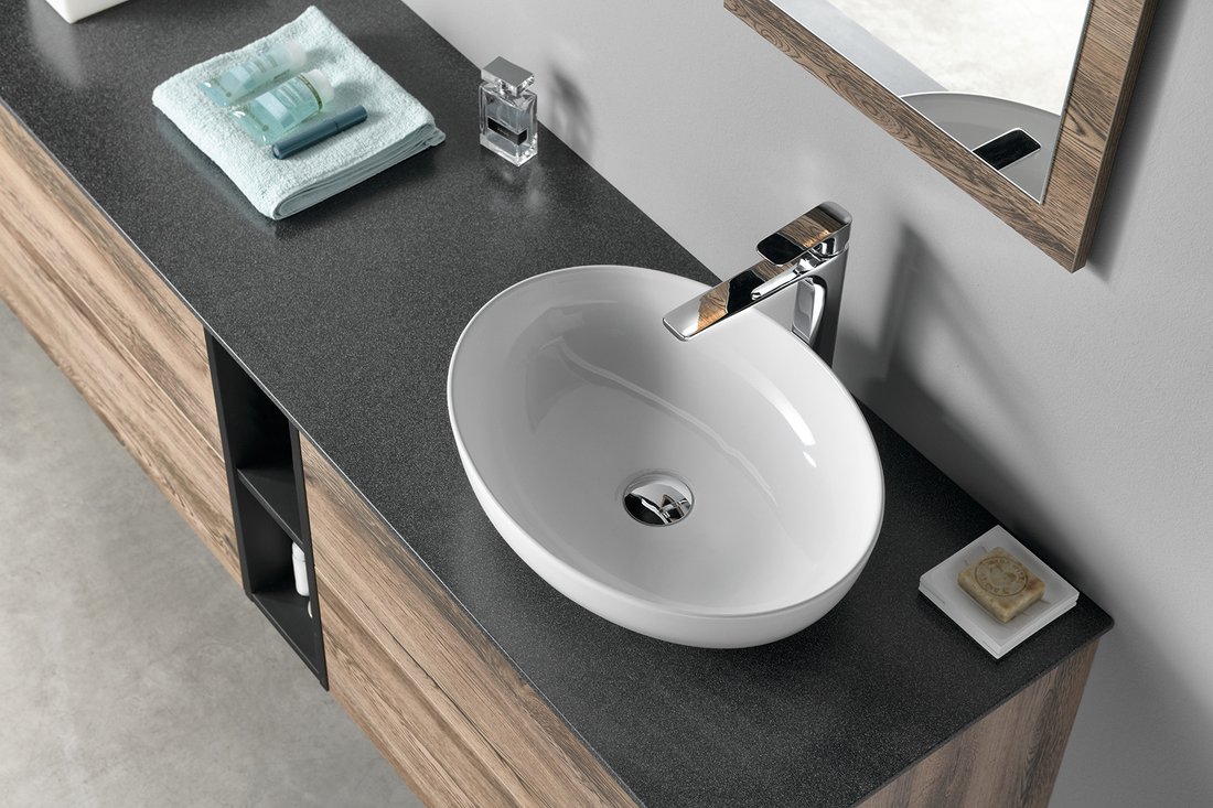 Sapho TREOS pracovní deska 766x513 mm, rockstone, bílá mat TX077-0101