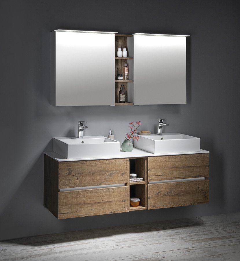 Sapho LINEX galerka s LED osvětlením, 60x70x15cm, levá/pravá, borovice rustik LX060-0016