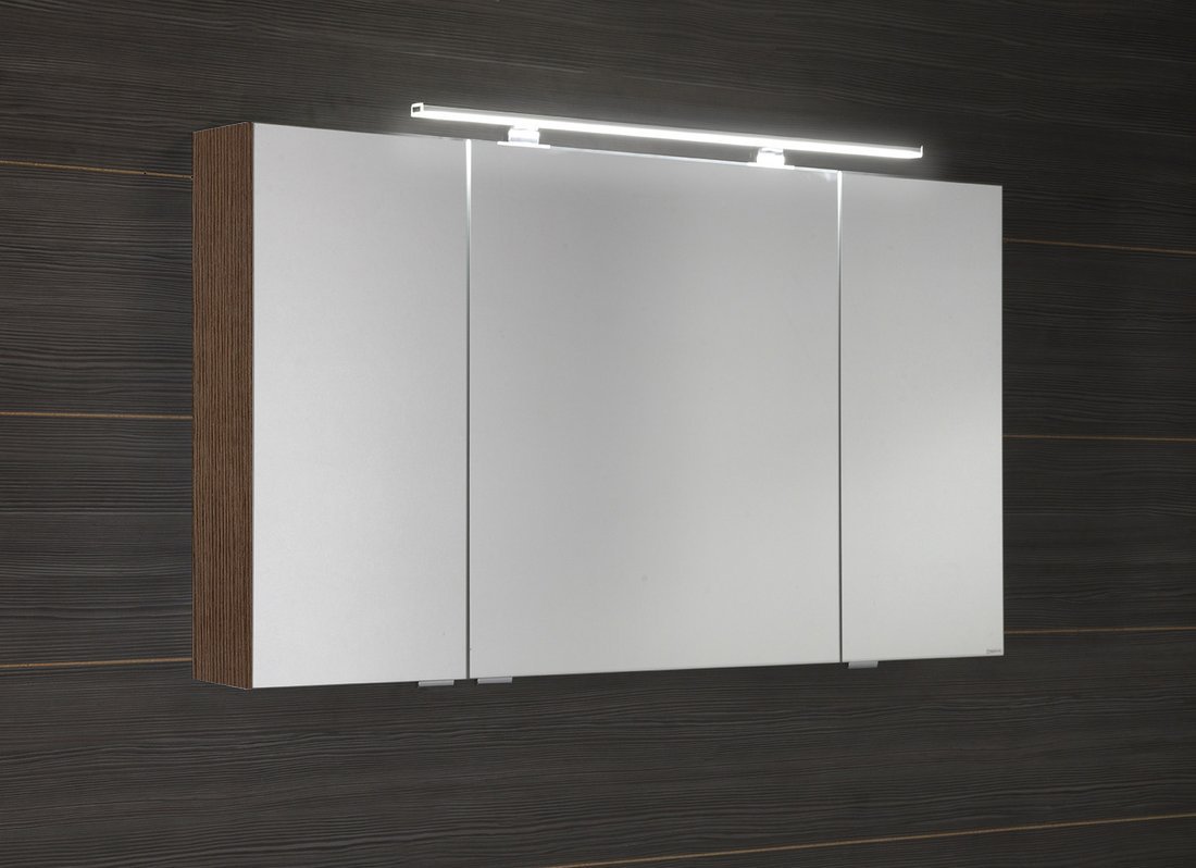 Sapho MIRRÓ galerka s LED osvětlením, 3x dvířka, 120x70x16cm, borovice rustik MC121-0016