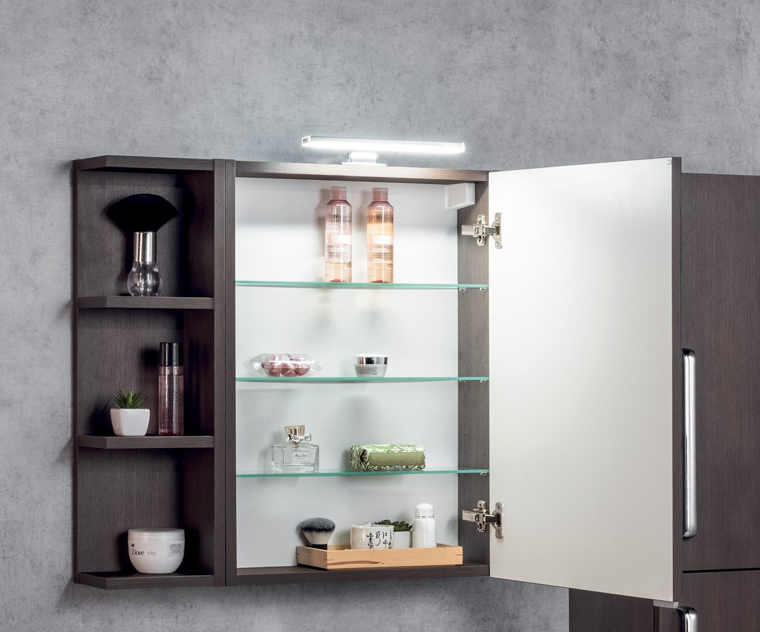 Sapho RIWA galerka s LED osvětlením, 60x70x17cm, dub stříbrný RIW060-0011