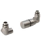 Photo: CORNER Towel Radiator Flat Front Thermostatic Valve Set, right/brushed stainless steel