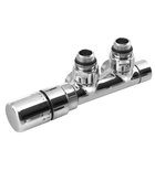 Photo: TWIN Towel Radiator Angled Thermostatic Valve Set, left/middle connection/chrome