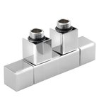 Photo: CUBE TWIN Towel Radiator Angled Valve Set, middle connection, Chrome