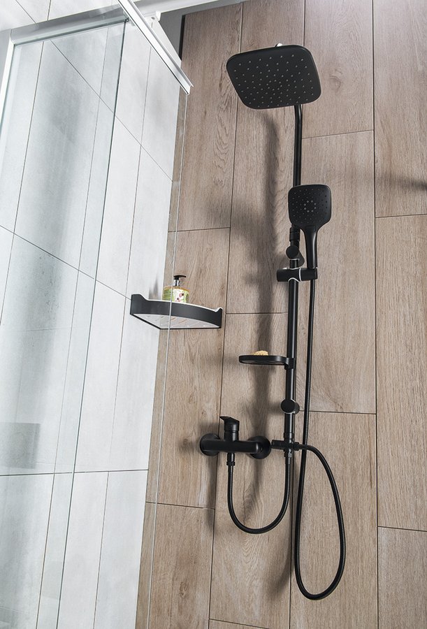 Aqualine KERA sprchový sloup s napojením na baterii, černá mat SL435