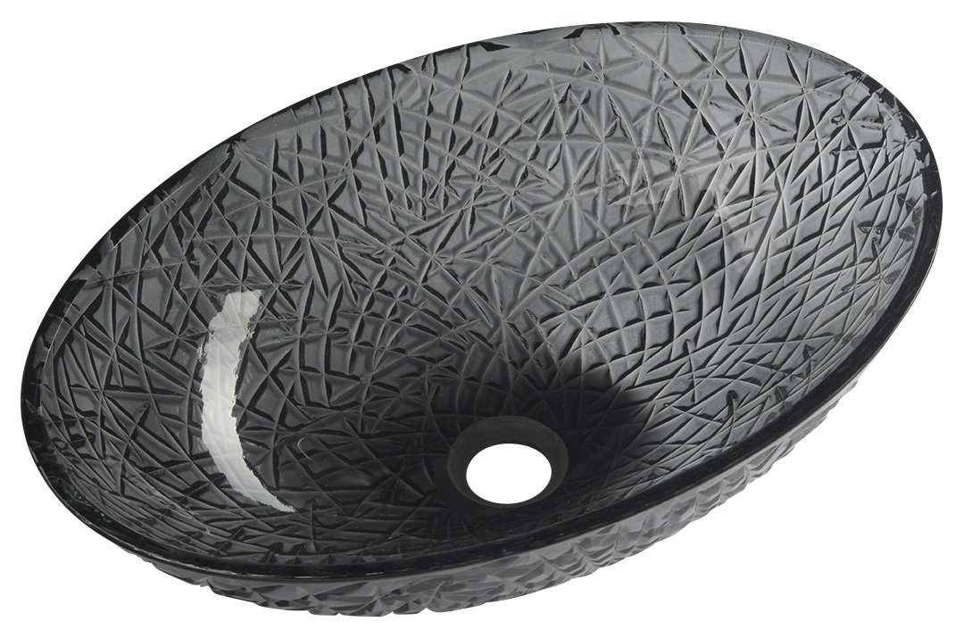 PURUS skleněné gravírované umyvadlo na desku, 50x36 cm, černá TY305SG