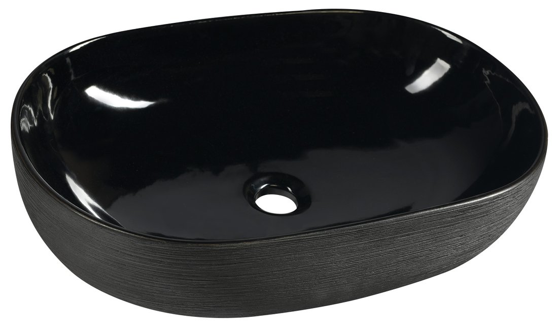 PRIORI keramické umyvadlo na desku, 58x40 cm, černá PI031