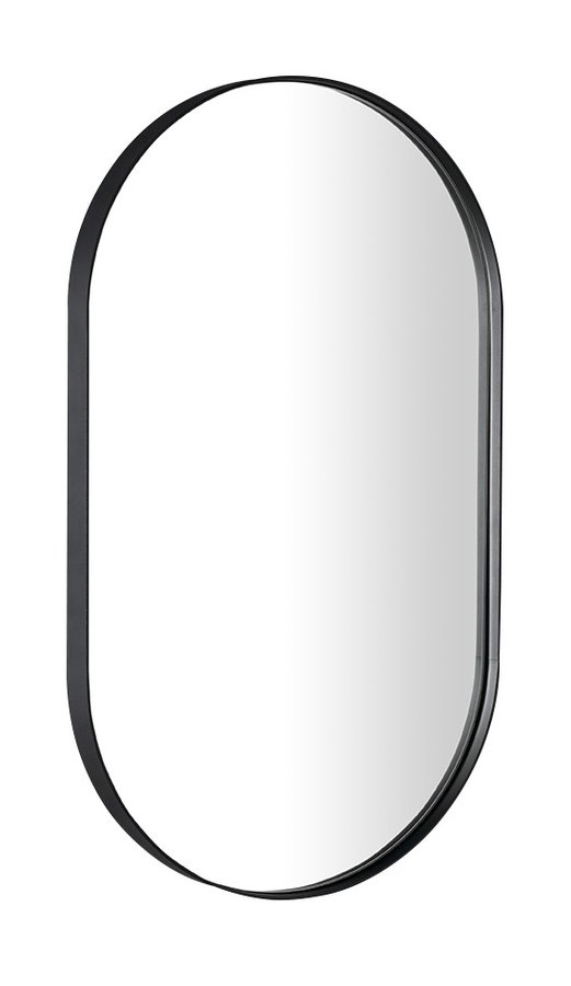 PUNO oválné zrcadlo v kovovém rámu 40x70cm, černá mat ORT125
