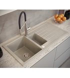 Photo: Inset Granite Sink with Drainer and Half Bowl, 100x50cm, beige
