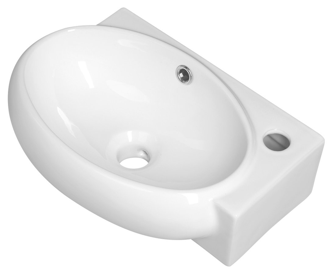 Sapho RIBERA keramické umývátko rohové 43x28,5 cm, otvor pro baterii vpravo, bílá AR497