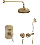 Photo: KIRKÉ WHITE concealed shower set with a single lever mixer tap, 2 outlets, lever white, bronze