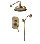 Photo: KIRKÉ WHITE concealed shower set with lever mixer, 2 outlets, white lever, bronze