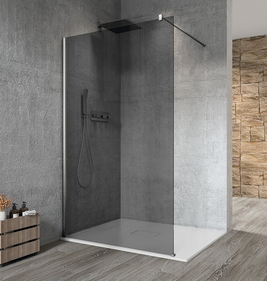 VARIO CHROME jednodílná sprchová zástěna k instalaci ke stěně, kouřové sklo, 700 mm GX1370GX1010