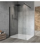 Photo: VARIO BLACK One-piece shower glass panel, wall-mount, clear glass, 800 mm