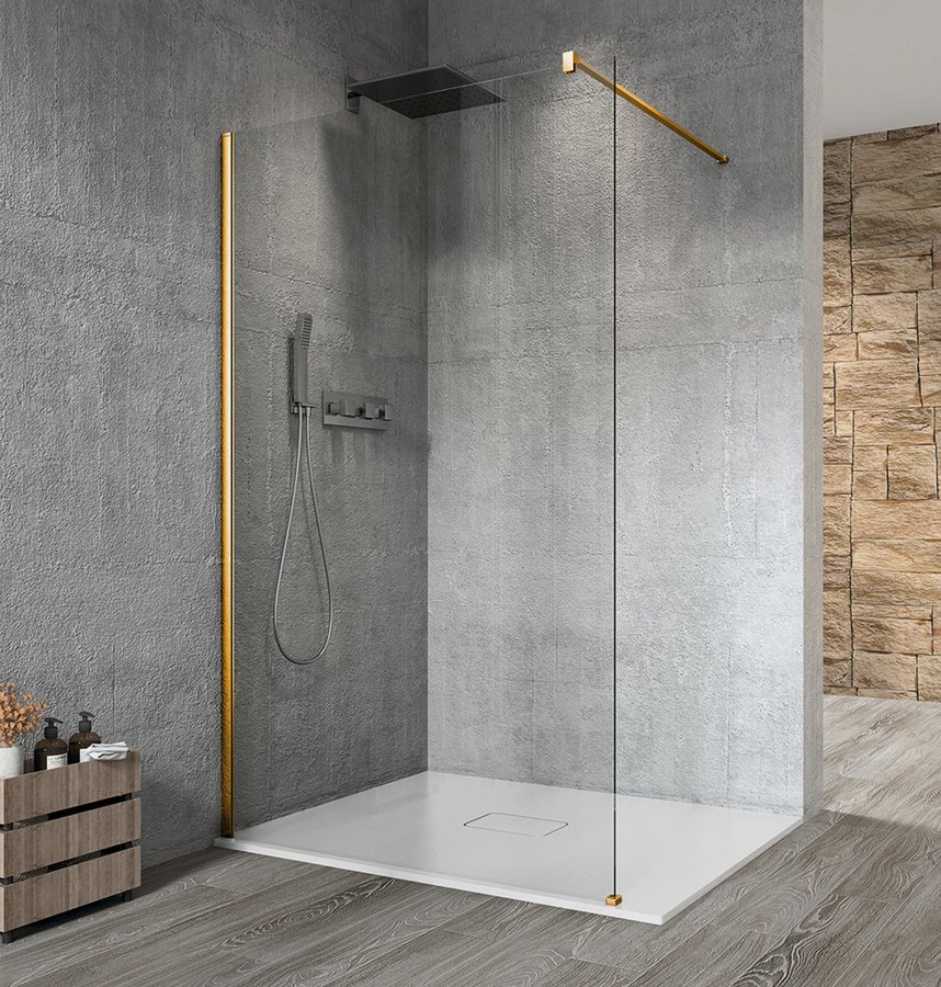 VARIO GOLD jednodílná sprchová zástěna k instalaci ke stěně, čiré sklo, 700 mm GX1270GX1016